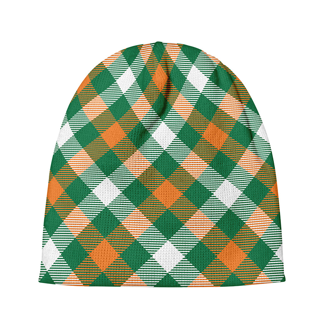 St. Patrick's Day Plaid Pattern Print Beanie