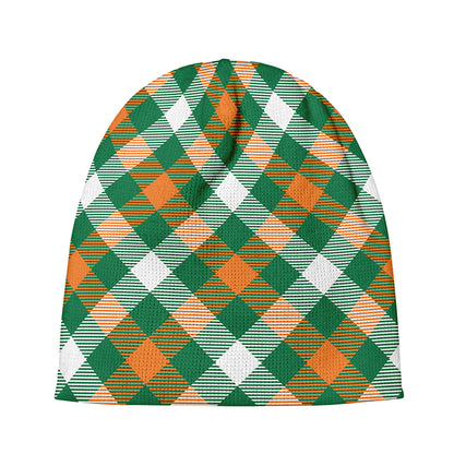 St. Patrick's Day Plaid Pattern Print Beanie
