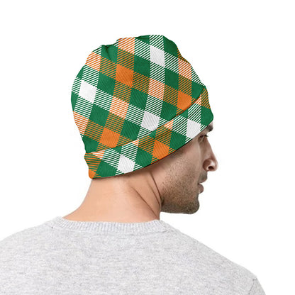St. Patrick's Day Plaid Pattern Print Beanie