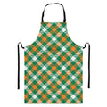 St. Patrick's Day Plaid Pattern Print Bib Apron With Pocket