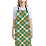 St. Patrick's Day Plaid Pattern Print Bib Apron With Pocket