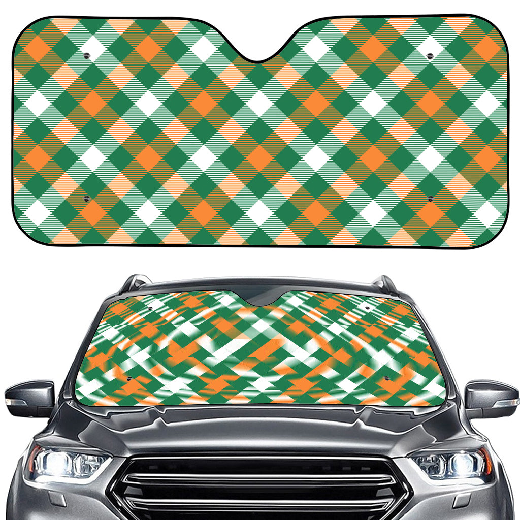 St. Patrick's Day Plaid Pattern Print Car Windshield Sun Shade