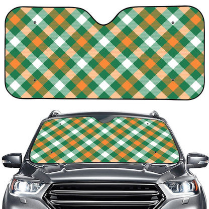 St. Patrick's Day Plaid Pattern Print Car Windshield Sun Shade