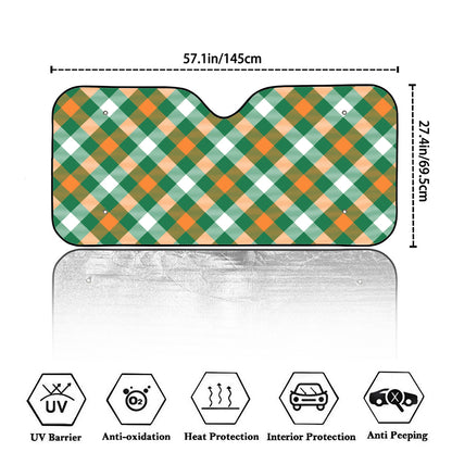 St. Patrick's Day Plaid Pattern Print Car Windshield Sun Shade