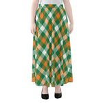 St. Patrick's Day Plaid Pattern Print Chiffon Maxi Skirt