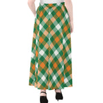 St. Patrick's Day Plaid Pattern Print Chiffon Maxi Skirt