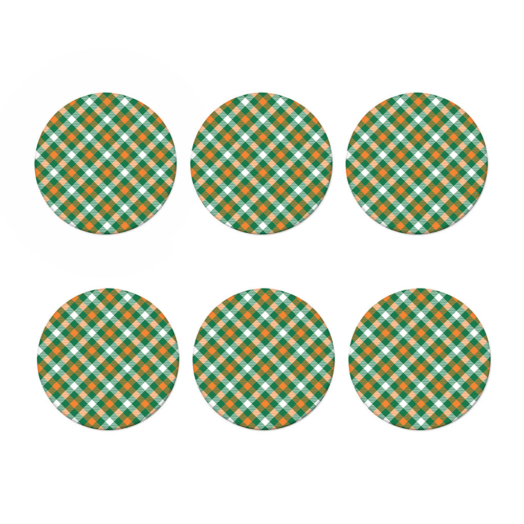 St. Patrick's Day Plaid Pattern Print Coaster Set