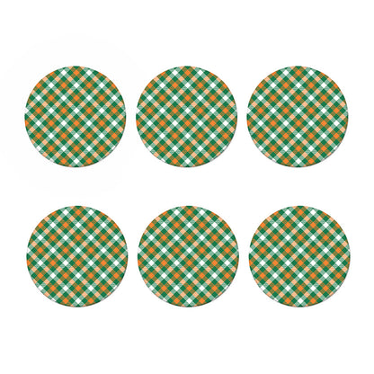 St. Patrick's Day Plaid Pattern Print Coaster Set