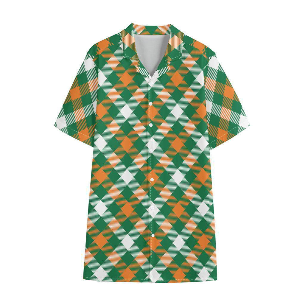 St. Patrick's Day Plaid Pattern Print Cotton Hawaiian Shirt