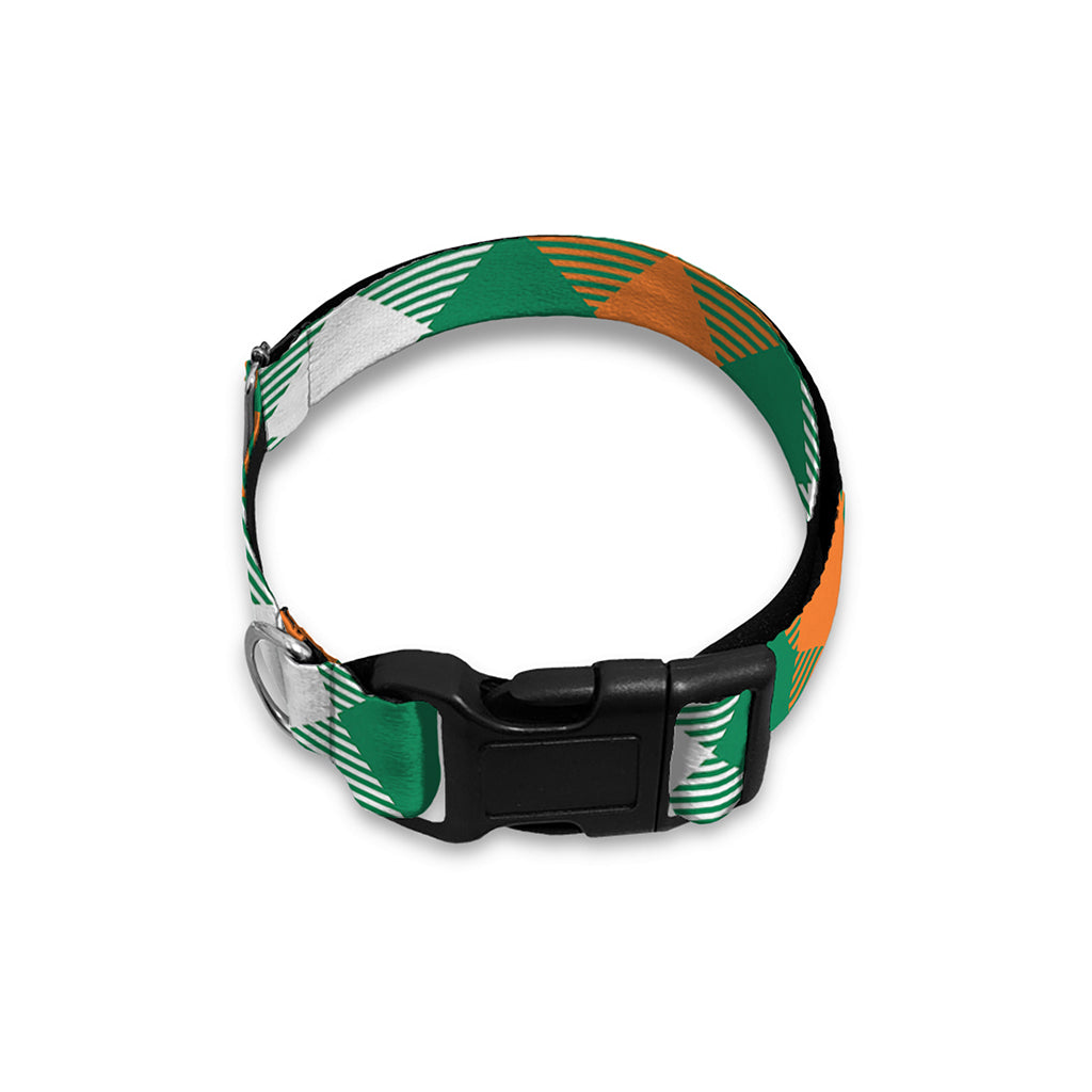 St. Patrick's Day Plaid Pattern Print Dog Collar