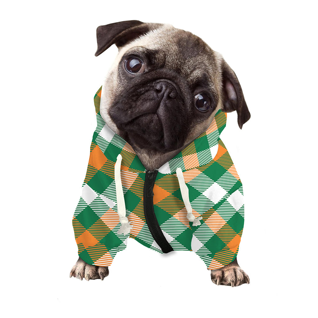 St. Patrick's Day Plaid Pattern Print Dog Zip Up Hoodie