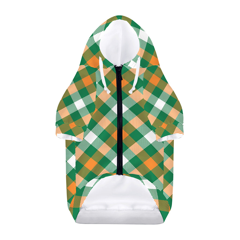 St. Patrick's Day Plaid Pattern Print Dog Zip Up Hoodie
