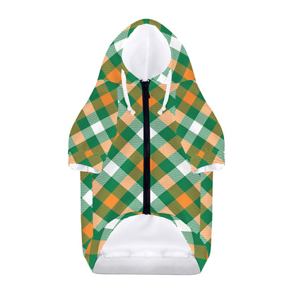 St. Patrick's Day Plaid Pattern Print Dog Zip Up Hoodie