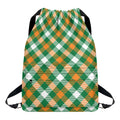 St. Patrick's Day Plaid Pattern Print Drawstring Backpack