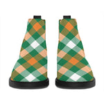 St. Patrick's Day Plaid Pattern Print Flat Ankle Boots