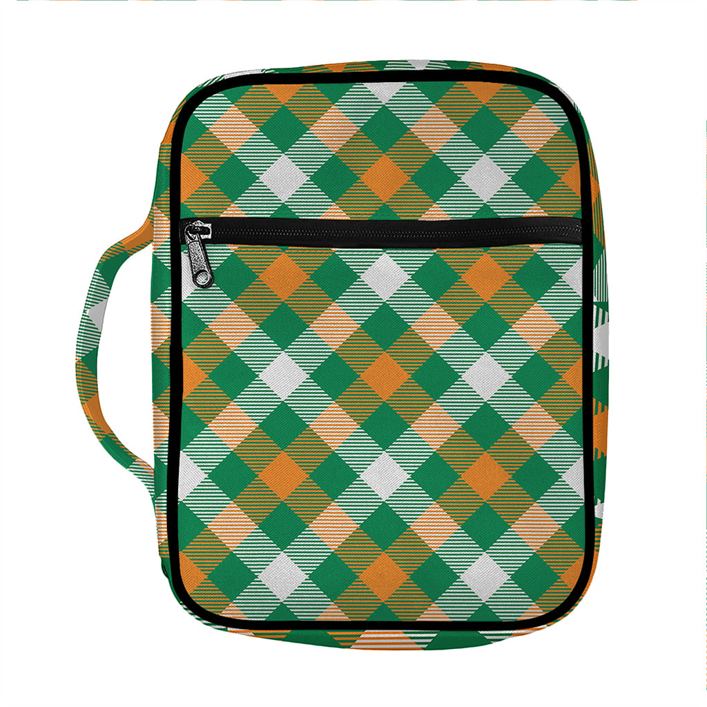 St. Patrick's Day Plaid Pattern Print Front Pocket Bible Bag