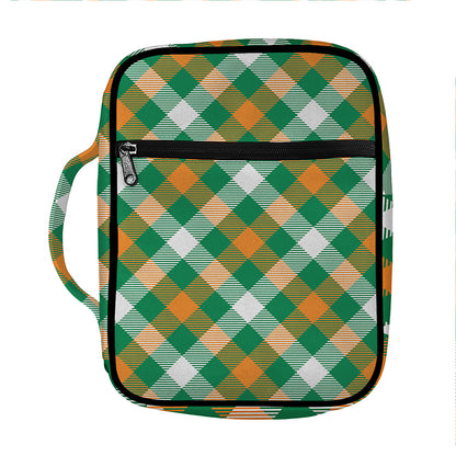 St. Patrick's Day Plaid Pattern Print Front Pocket Bible Bag