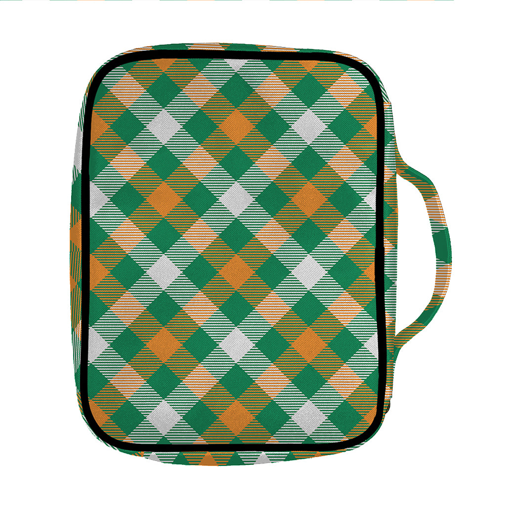 St. Patrick's Day Plaid Pattern Print Front Pocket Bible Bag