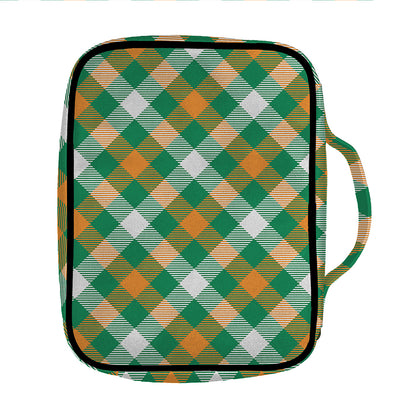 St. Patrick's Day Plaid Pattern Print Front Pocket Bible Bag