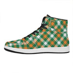 St. Patrick's Day Plaid Pattern Print High Top Leather Sneakers
