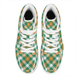 St. Patrick's Day Plaid Pattern Print High Top Leather Sneakers