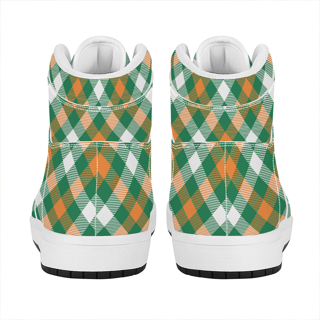 St. Patrick's Day Plaid Pattern Print High Top Leather Sneakers