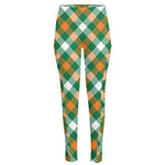 St. Patrick's Day Plaid Pattern Print High-Waisted Pocket Leggings