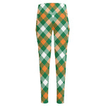 St. Patrick's Day Plaid Pattern Print High-Waisted Pocket Leggings