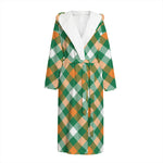 St. Patrick's Day Plaid Pattern Print Hooded Bathrobe