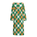St. Patrick's Day Plaid Pattern Print Hooded Bathrobe