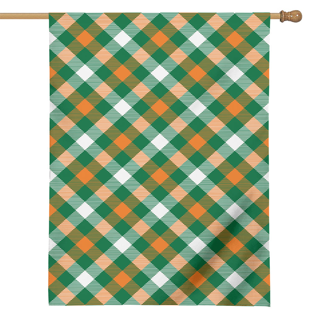 St. Patrick's Day Plaid Pattern Print House Flag