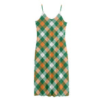 St. Patrick's Day Plaid Pattern Print Jersey Midi Cami Dress