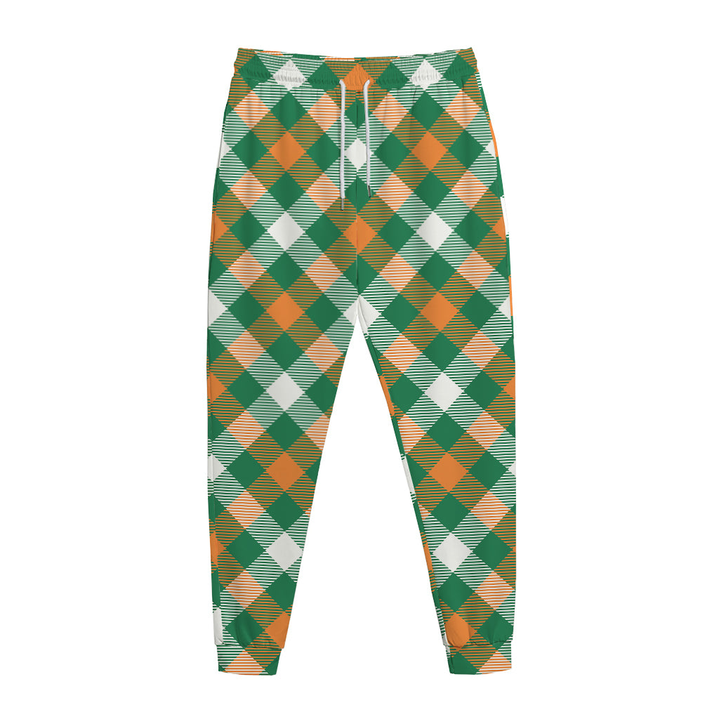 St. Patrick's Day Plaid Pattern Print Jogger Pants