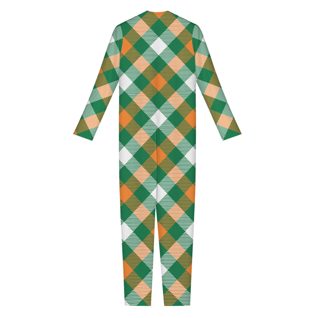 St. Patrick's Day Plaid Pattern Print Jumpsuit