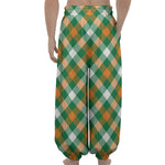 St. Patrick's Day Plaid Pattern Print Lantern Pants