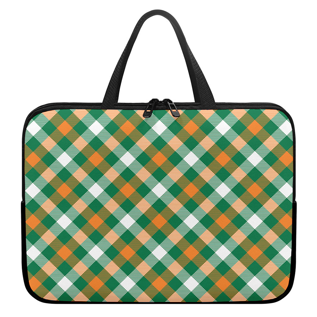 St. Patrick's Day Plaid Pattern Print Laptop Sleeve With Handle