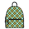 St. Patrick's Day Plaid Pattern Print Leather Backpack