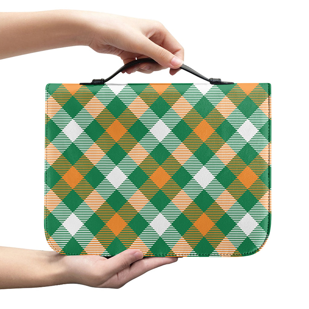 St. Patrick's Day Plaid Pattern Print Leather Bible Cover