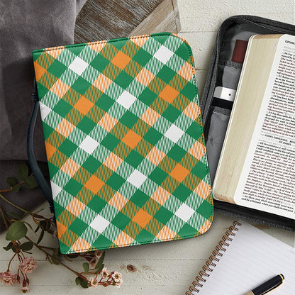 St. Patrick's Day Plaid Pattern Print Leather Bible Cover