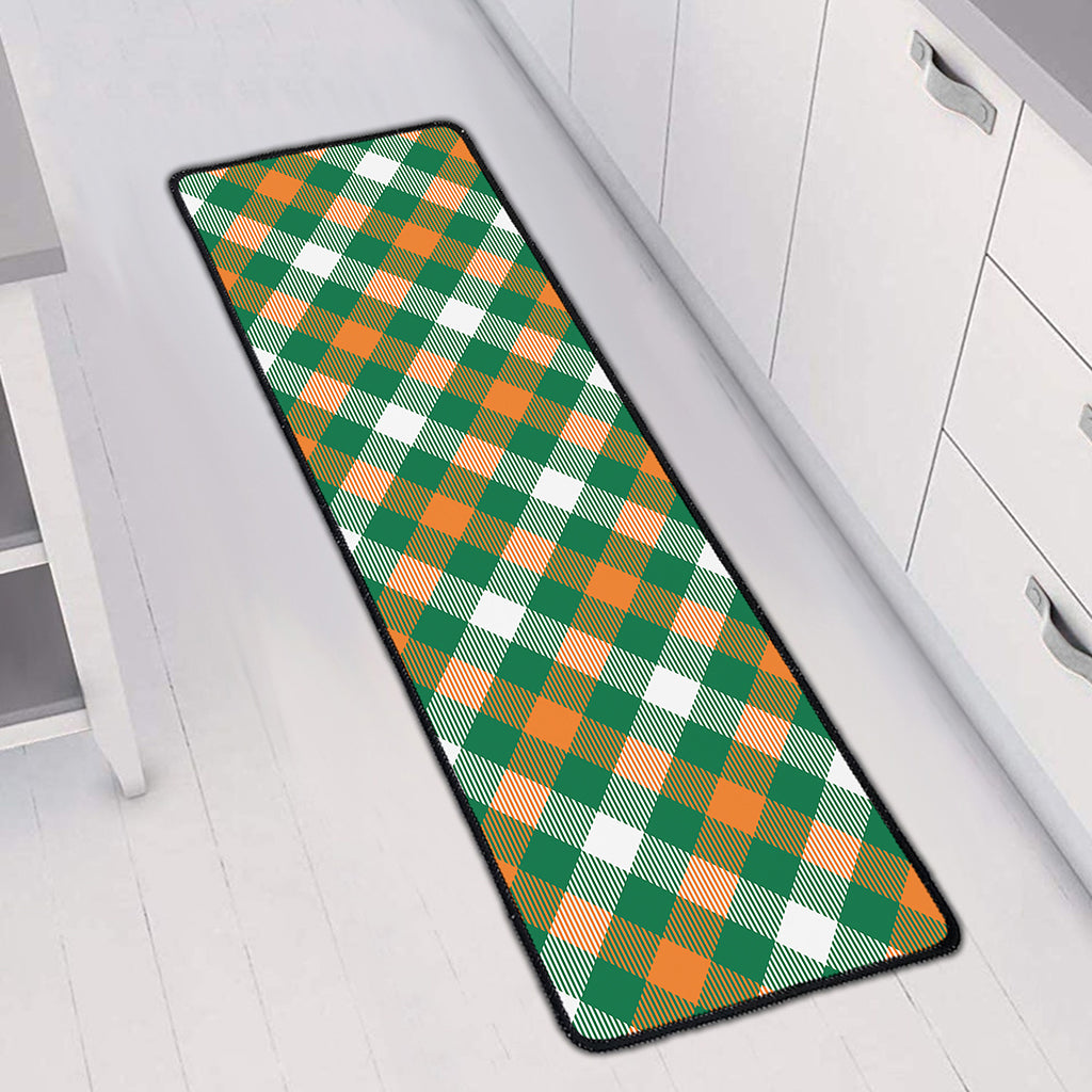 St. Patrick's Day Plaid Pattern Print Long Kitchen Mat