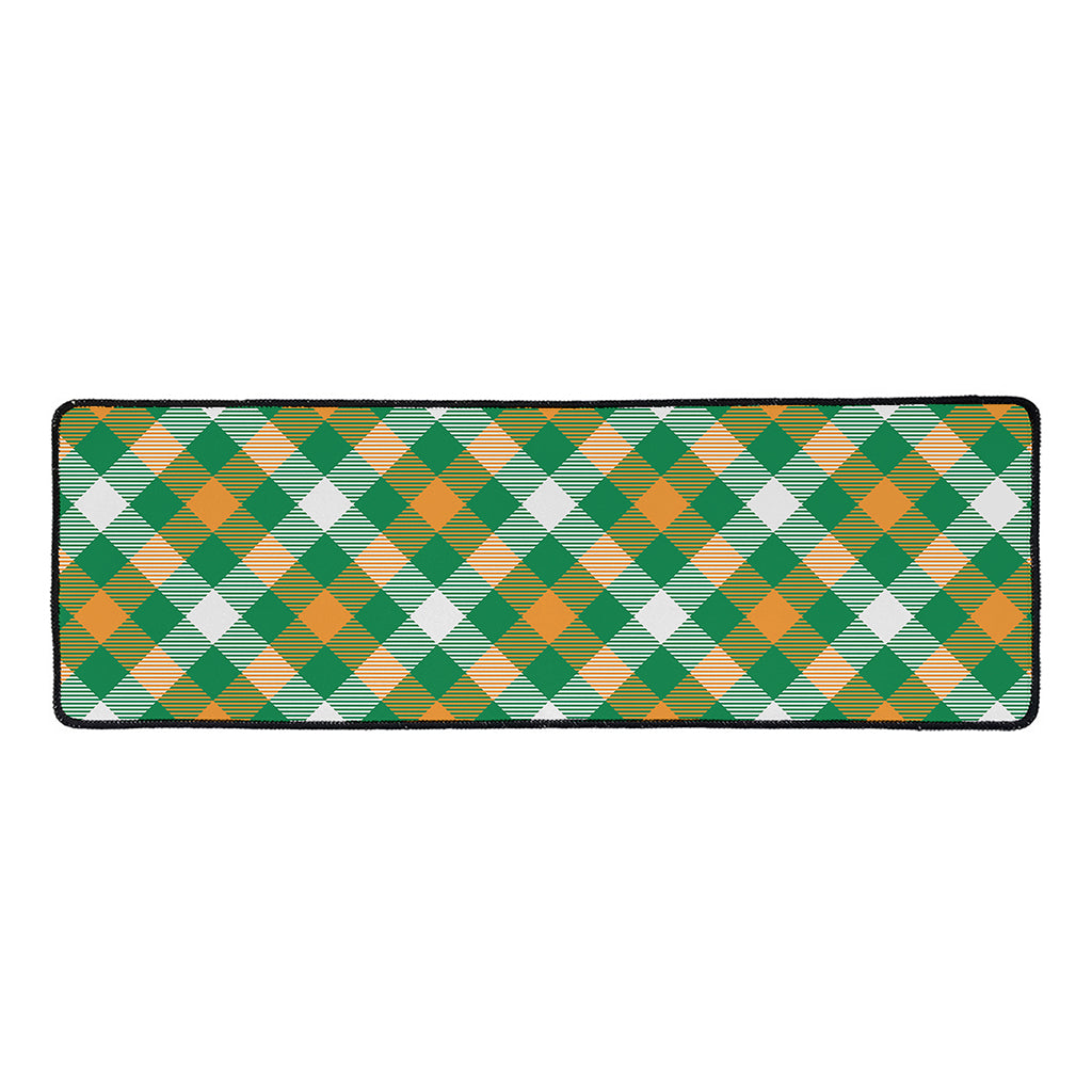 St. Patrick's Day Plaid Pattern Print Long Kitchen Mat