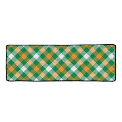 St. Patrick's Day Plaid Pattern Print Long Kitchen Mat