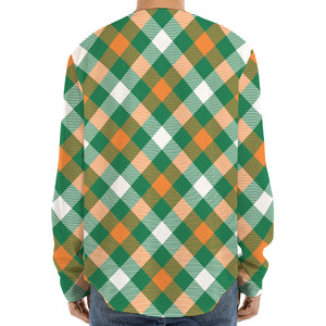 St. Patrick's Day Plaid Pattern Print Long Sleeve Baseball Jersey