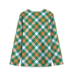 St. Patrick's Day Plaid Pattern Print Long Sleeve Short Coat