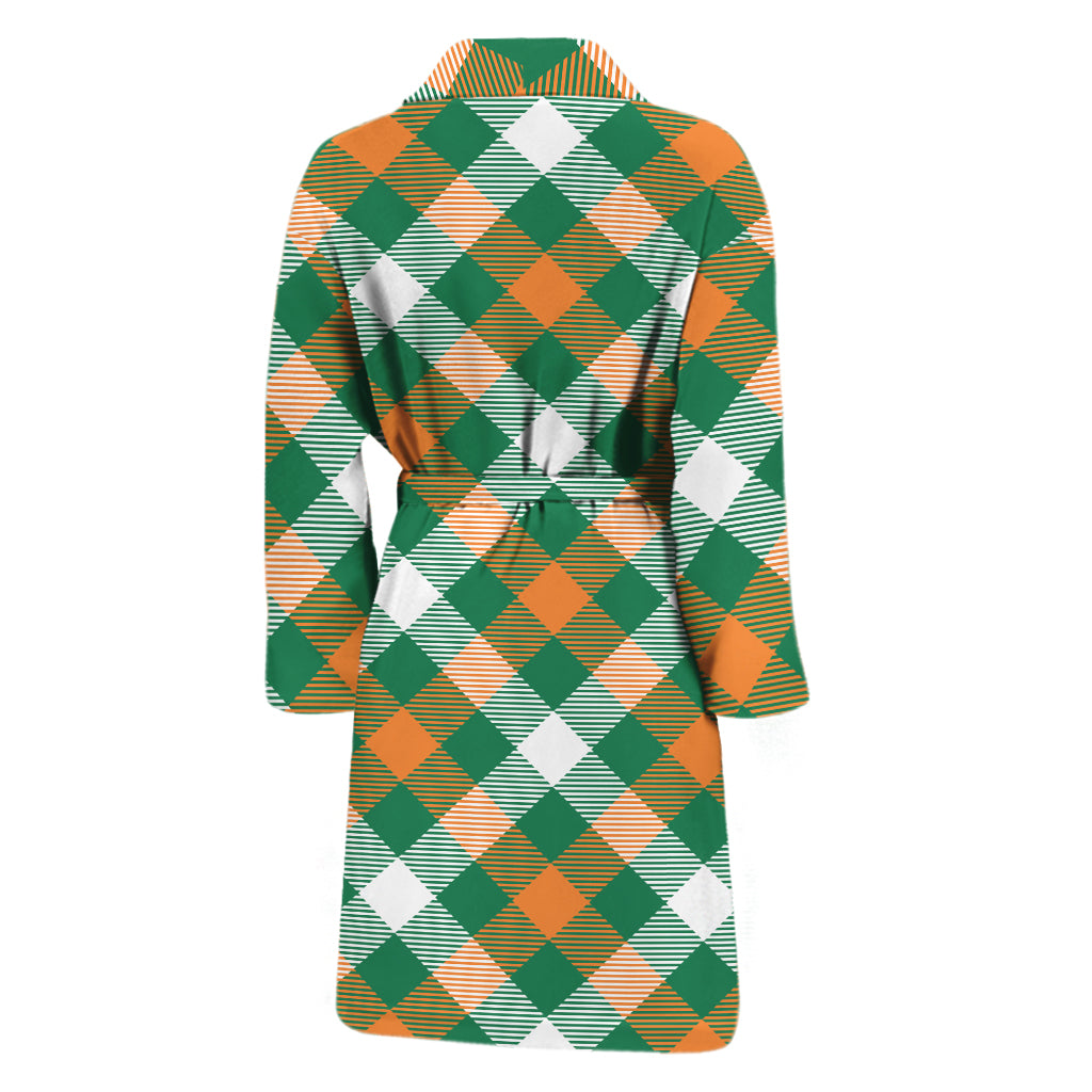 St. Patrick's Day Plaid Pattern Print Men's Bathrobe