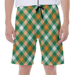 St. Patrick's Day Plaid Pattern Print Men's Beach Shorts