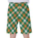 St. Patrick's Day Plaid Pattern Print Men's Beach Shorts
