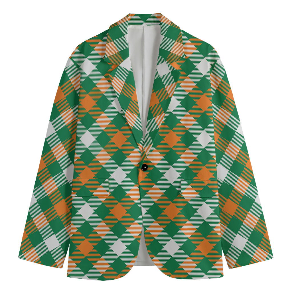 St. Patrick's Day Plaid Pattern Print Men's Blazer