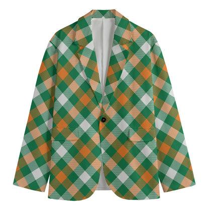 St. Patrick's Day Plaid Pattern Print Men's Blazer