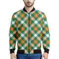 St. Patrick's Day Plaid Pattern Print Men's Bomber Jacket